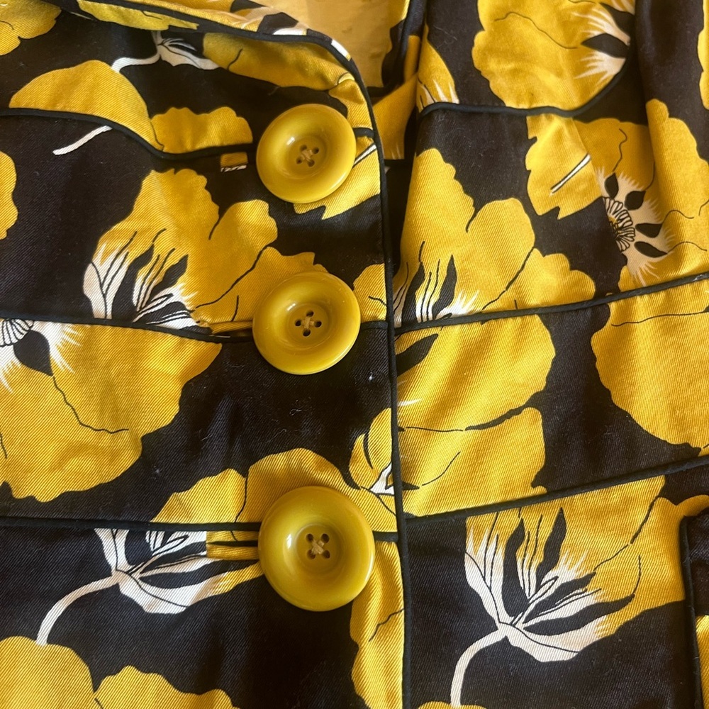 Elevenses Anthropologie Size 14 Yellow and Black Flower jacket - Picture 7 of 9